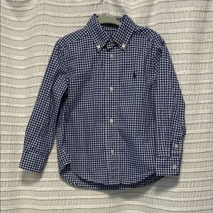 Polo by Ralph Lauren Boys 3T Blue and White Gingham Button Down Shirt